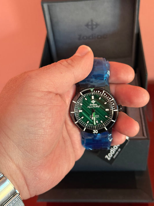 Zodiac Super Sea Wolf Malachite Dial Compression Diver