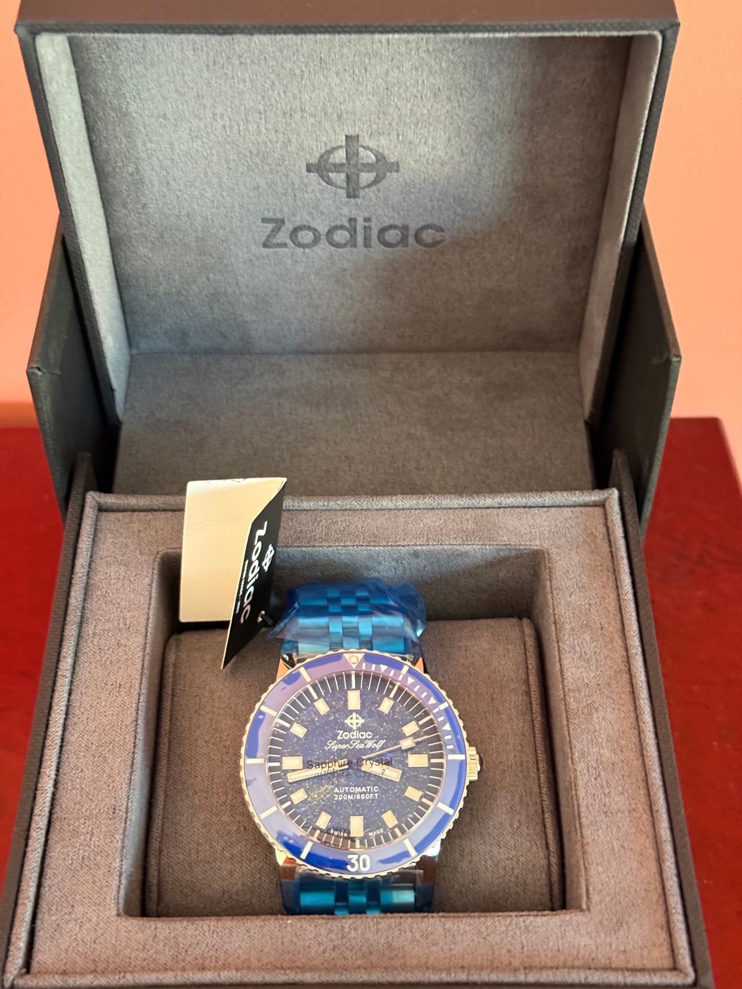 Zodiac Super Sea Wolf Lapis Lazuli Dial Compression Diver